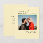Modernes Minimalistisch-gelbes Save the Date-Foto Date (Vorne/Hinten)