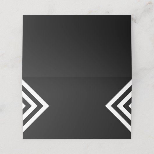 Modernes Minimalistisch geometrisches Schwarz und  Platzkarte (Außenseite Aufgefaltet)