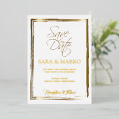 Modernes Minimalistisch | Gold Folieneinladung (Stehend vorne)
