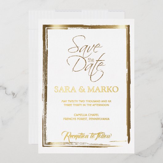 Modernes Minimalistisch | Gold Folieneinladung (Briefumschlag)