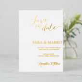 Modernes Minimalistisch | Gold Folieneinladung (Stehend vorne)