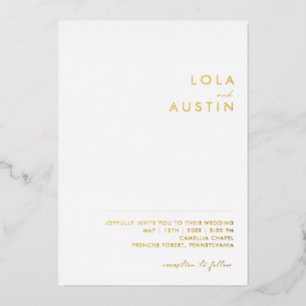 Modernes Minimalistisch   Gold Lässig Hochzeit Rea Folieneinladung