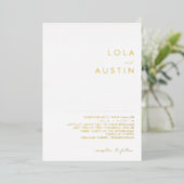 Modernes Minimalistisch | Gold Wedding Real Folieneinladung (Stehend vorne)