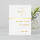 Modernes Minimalistisch | Goldhochzeit von echten Folieneinladung (Stehend vorne)