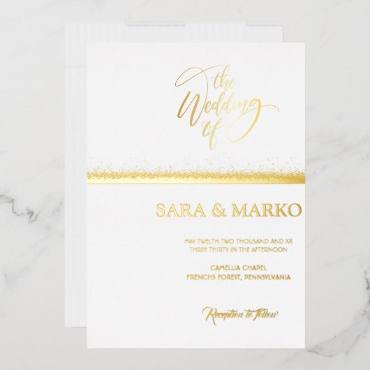 Modernes Minimalistisch | Goldhochzeit von echten  Folieneinladung (Briefumschlag)