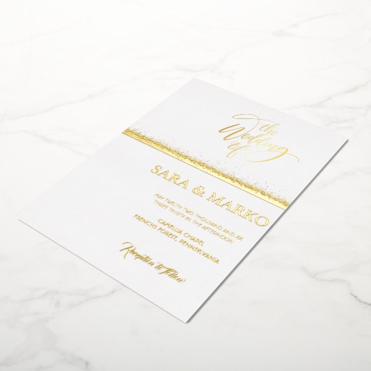 Modernes Minimalistisch | Goldhochzeit von echten  Folieneinladung (Gedreht)