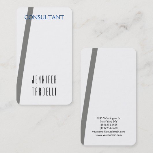 Modernes Minimalistisch-Grau-Blau Schlicht einfach Visitenkarte (Vorne/Hinten)