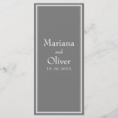 Modernes Minimalistisch-Grau-Hochzeitmenü Menükarte (Rückseite)