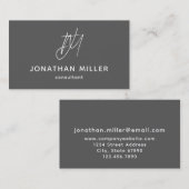 Modernes Minimalistisch-Grau-Monogramm Visitenkarte (Vorne/Hinten)