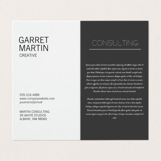 Modernes Minimalistisch (grau/weiß) Visitenkarten (Außenseite Aufgefaltet)