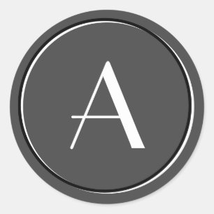 Modernes Minimalistisch-Grau-White-Letter-Monogram Runder Aufkleber