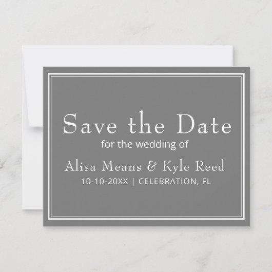 Modernes Minimalistisch Graues Foto Save the Date (Vorderseite)