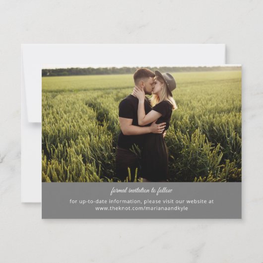 Modernes Minimalistisch Graues Foto Save the Date (Rückseite)