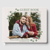 Modernes Minimalistisch Green Verlassen Foto Wed G Gästebuch (Vorderseite)