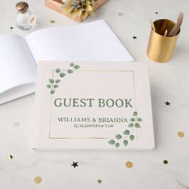Modernes Minimalistisch Green Verlassen Foto Wed G Gästebuch