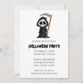 Modernes Minimalistisch Grim Sensenmann Halloween- Einladung (Vorderseite)