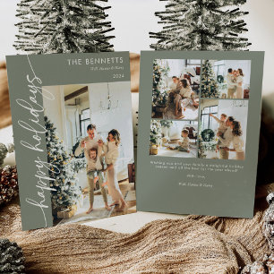 Modernes Minimalistisch Happy Holidays FotoCollage Feiertagskarte