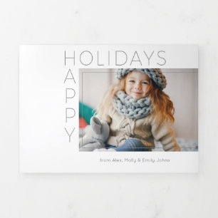 Modernes Minimalistisch Happy Holidays Typografy F Dreifach Gefaltete Urlaubskarte