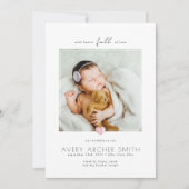 Modernes Minimalistisch Heart Foto Baby Birth Ankündigung (Vorderseite)