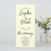 Modernes Minimalistisch-hellgelbes Hochzeitsprogra (Stehend Vorderseite)