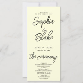 Modernes Minimalistisch-hellgelbes Hochzeitsprogra