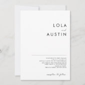 Modernes Minimalistisch in einer Hochzeitseinladun Einladung (Vorderseite)