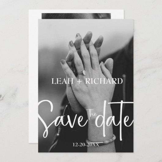 Modernes Minimalistisch - Individuelle Name und Da Save The Date (Vorne/Hinten)