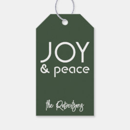 Modernes Minimalistisch Joy Christmas Green Geschenkanhänger