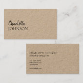 Modernes Minimalistisch | Kraft Rustic Stilschrift Visitenkarte (Vorne/Hinten)