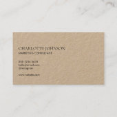 Modernes Minimalistisch | Kraft Rustic Stilschrift Visitenkarte (Rückseite)