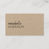 Modernes Minimalistisch | Kraft Rustic Stilschrift Visitenkarte (Vorderseite)