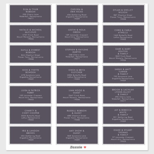 Modernes Minimalistisch | Lila Guest Address Label (Blatt)