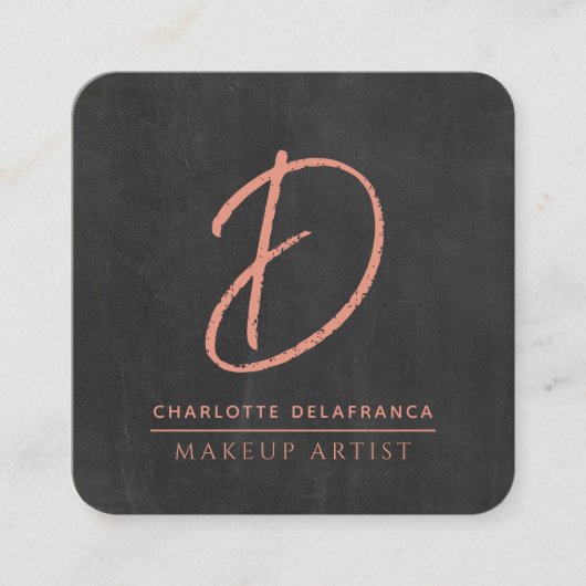 Modernes Minimalistisch-Makeup-Künstlermonogramm S Quadratische Visitenkarte (Vorderseite)