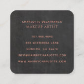 Modernes Minimalistisch-Makeup-Künstlermonogramm S Quadratische Visitenkarte (Rückseite)