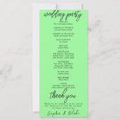 Modernes Minimalistisch-Mint-Grüne Hochzeitsprogra (Rückseite)