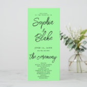 Modernes Minimalistisch-Mint-Grüne Hochzeitsprogra (Stehend Vorderseite)