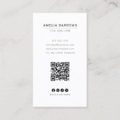 Modernes Minimalistisch mit botanischer Touch Qr C Visitenkarte (Vorderseite)