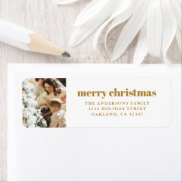 Modernes Minimalistisch mit Foto Gold Frohe Weihna