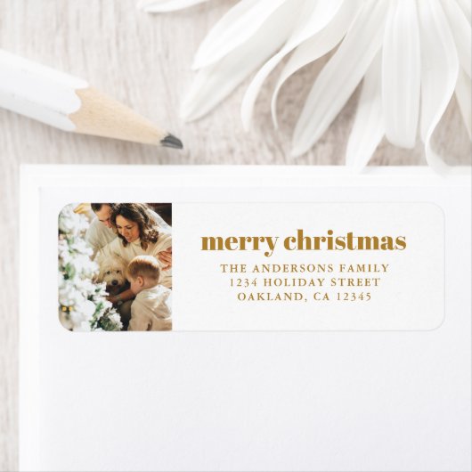 Modernes Minimalistisch mit Foto Gold Frohe Weihna (Insitu)