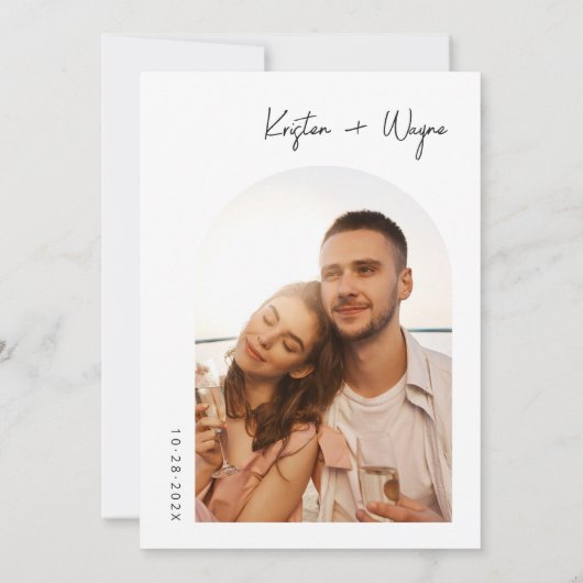 Modernes Minimalistisch mit Foto Hochzeitseinladun Einladung (Rückseite)