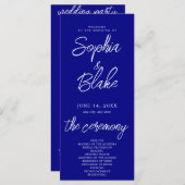 Modernes Minimalistisch Navy Blue Hochzeitsprogram (Vorne/Hinten)