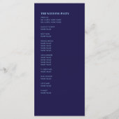 Modernes Minimalistisch Navy Blue Hochzeitsprogram Programm (Rückseite)