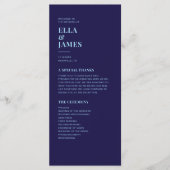 Modernes Minimalistisch Navy Blue Hochzeitsprogram Programm (Vorderseite)