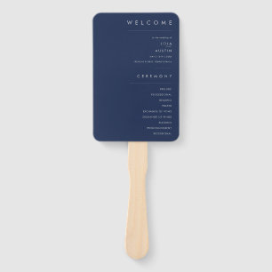 Modernes Minimalistisch Navy Blue Silver Wedding P Fächer