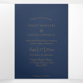 Modernes Minimalistisch | Navy Gold Dreifach Gefaltete Einladung (Innenseite Mitte)