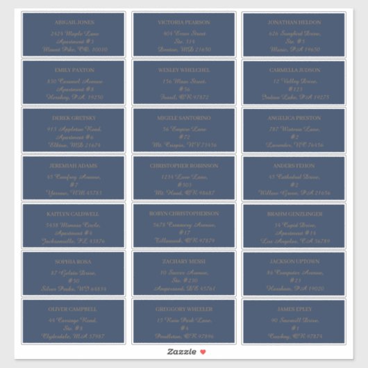 Modernes Minimalistisch | Navy Gold Gästetiketten Aufkleber (Blatt)