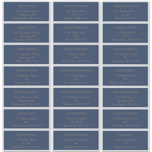 Modernes Minimalistisch | Navy Gold Gästetiketten Aufkleber (Vorderseite)