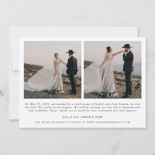 Modernes Minimalistisch nur verheiratet 3 Foto Hoc Ankündigung (Rückseite)