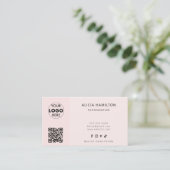 Modernes Minimalistisch | QR-Code und Logo | Rosa Visitenkarte (Stehend Vorderseite)