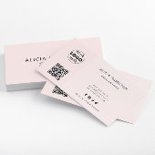 Modernes Minimalistisch | QR-Code und Logo | Rosa Visitenkarte